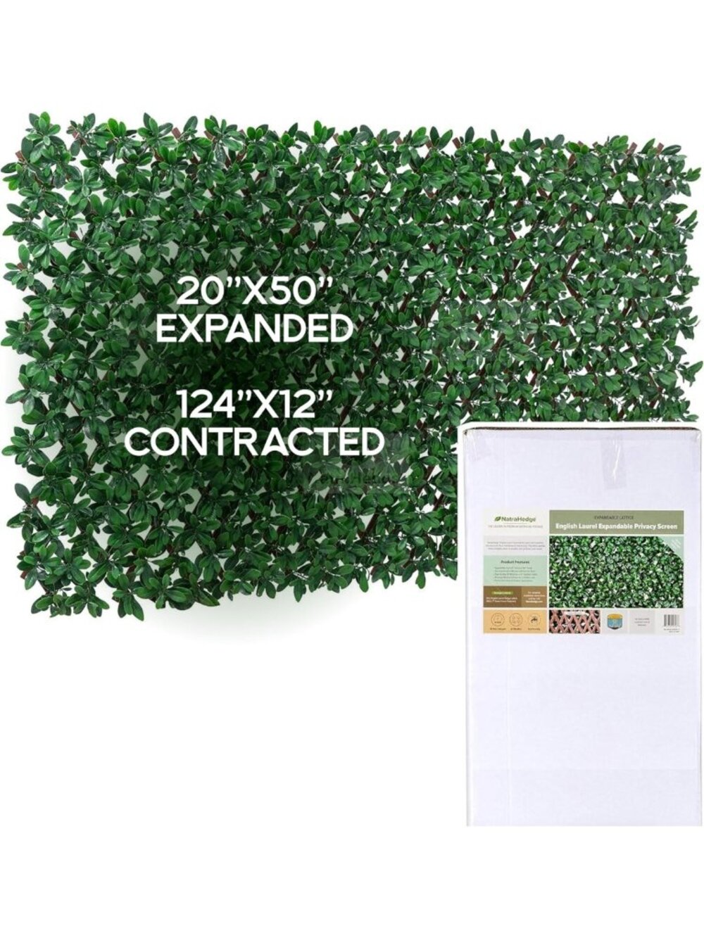 20''x50'' Artificial Privacy Grass Wall Decor - Lush Laurel Leaf Design